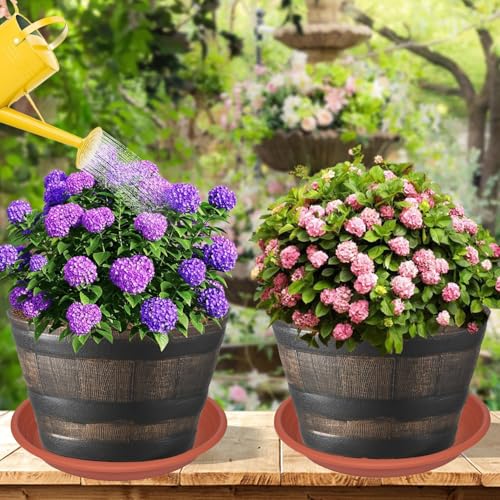 Plant Saucer 2 Pack 14 Inch Durable Plastic Plant Trays Terracotta (14" (2 pack) / Terracotta)