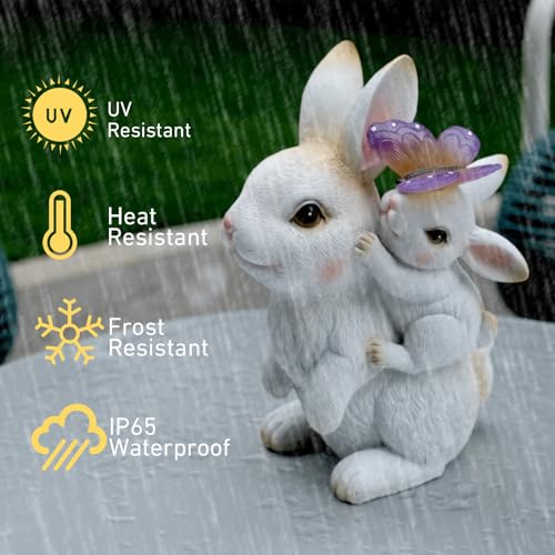 Solar Garden Statues Rabbit with Solar Lights for Yard Patio Garden Decor