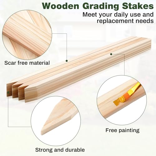 48 Pieces Wooden Garden Stakes 48 Inch Grade and Survey Stakes Wooden Garden and Sign Posts for Plant Support Silt Yard Fence Farm Survey Boundaries Baselines (Smooth Stakes / 48 Inch)