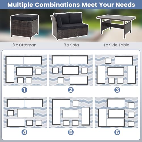 7 Pieces Wicker Patio Furniture Set (7 Pieces / Mix Brown & Black)