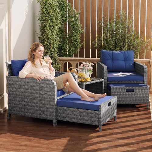 5 Piece Patio Furniture Set (Grey-blue / 5 Piece)