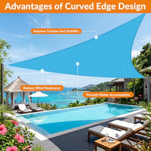 19'X20' Sun Shade Sail Turquoise Mixed Curved Square Customizable (Turquoise Mix / 19'X20' custom)