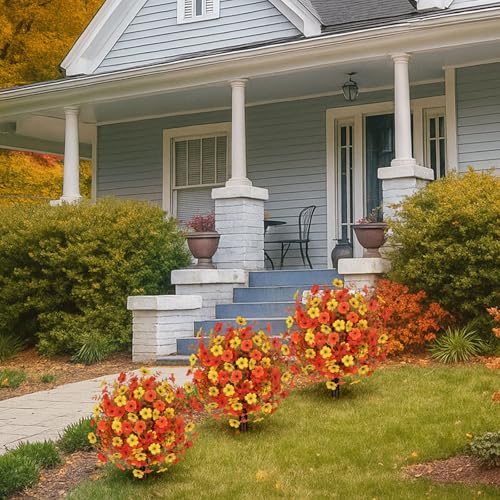 2pcs Fall Artificial Topiary Ball Trees (Mixed Color)