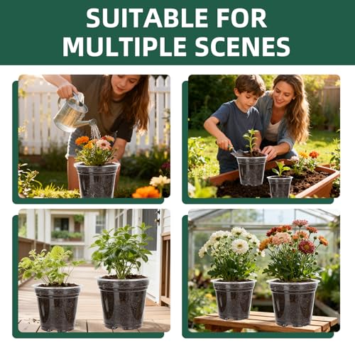 40 Pack10 & 8 Inch Large Clear Nursery Pots with Drainage (Clear / 10/8 Inch)