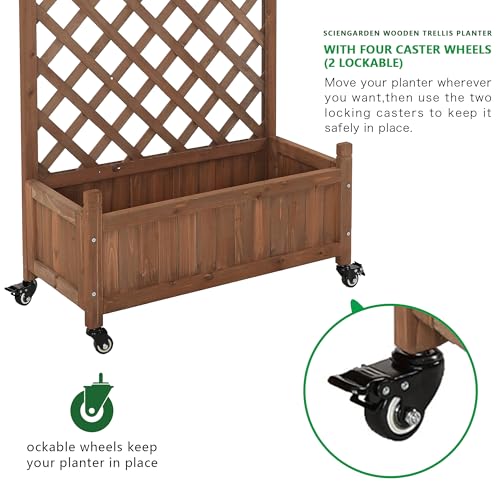 2 Trellis Raised Garden Bed with Wheels (Dark Brown / H38 × W28 x D13 in)