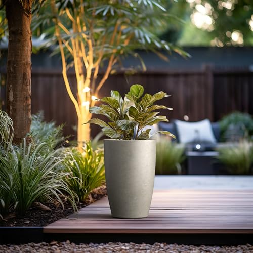 Small Round Tapered Weathered Concrete Planter 18.1" Tall (Weathered Concrete / 18.1"H (Single Planter))