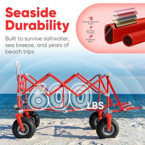 Heavy Duty Beach Wagon with 9" Big Sand (Red)