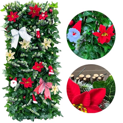 Expandable Fence Privacy Screen for Balcony Patio Outdoor (Christmas-Ivy)