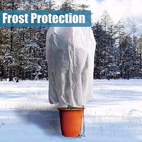 Plant Covers Freeze Protection H32''xW32'' 0.95oz Plant Frost Protection Covers Plant Protection Winter Cover Drawstring Bags Cold Frost Season Extension Blanket