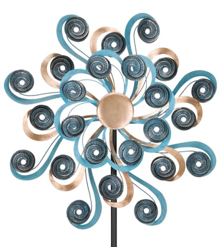 Wind Spinner Outdoor Metal Kinetic Yard Art with Stake (Shell / Large (80-89 Inch))