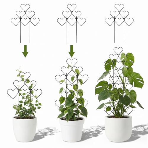 15 Inch Trellis for Climbing Plants Outdoor 9 Pack (Black - Heart / 9 pack)