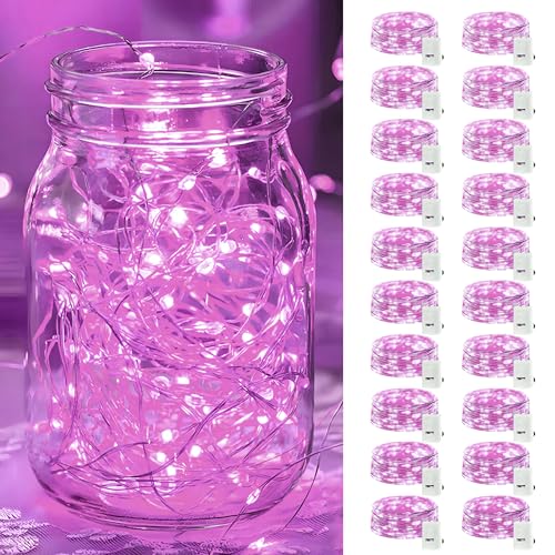 20 Pack LED Fairy Lights Battery Operated (20 Pack-Pink)