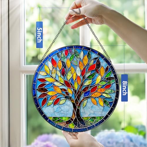 8 Inch Stained Glass Ornament (Tree of Life B)