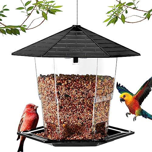 Bird Feeders for Outdoors Hanging Bird Feeder Wild Birds Seed (Black 2 pack)