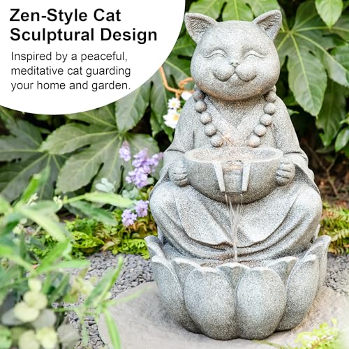 Water Fountain Outdoor (Concrete Cat / 22"H)