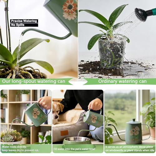 Watering Can for Indoor Plants (Green Watering Can+spray Bottle)