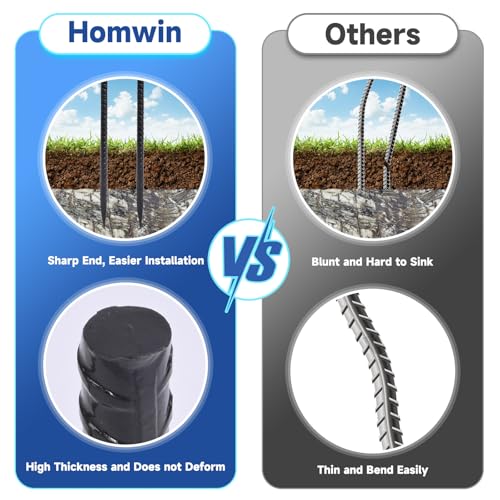 J Hook Rebar Stake 16 inch (J-16"x5/16"-16pcs / J Shape-Black)