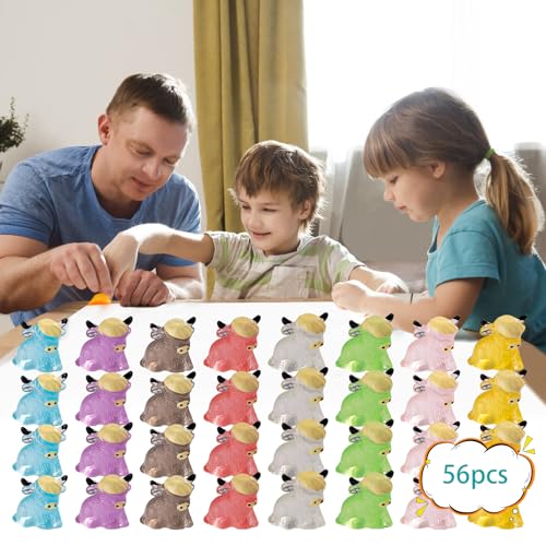 56 Pcs Mini Yak Figurines Bulk Mini Cow Figurines Cake Decorations Miniature Resin Sculpture Ornament Micro Landscape Office Garden Desk Party Tabletop Decor (Glow Yak-56p)