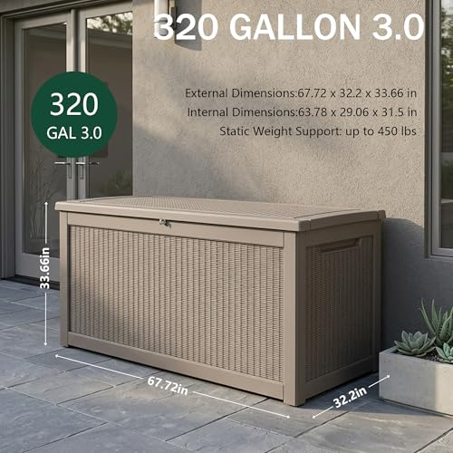 Outdoor Storage Box (Grey / 320 Gallon 3.0 Max)