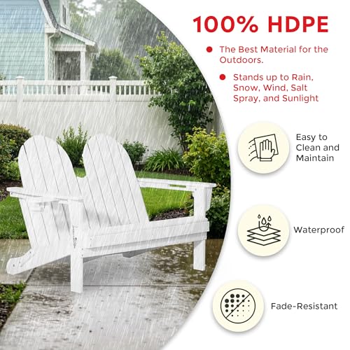 Outdoor Patio HDPE Adirondack Garden Skinny Bench (White / 49.5IN)