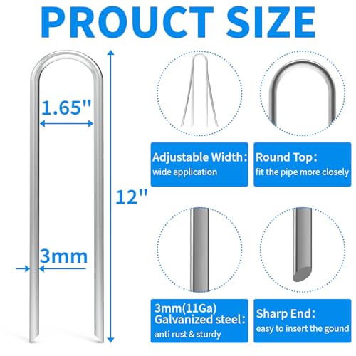 12 Inch 100 Pack Heavy Duty U Shaped Garden Stakes (12 Inch)