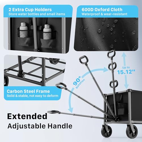 29.3" Collapsible Wagon Cart (Black / 150L)
