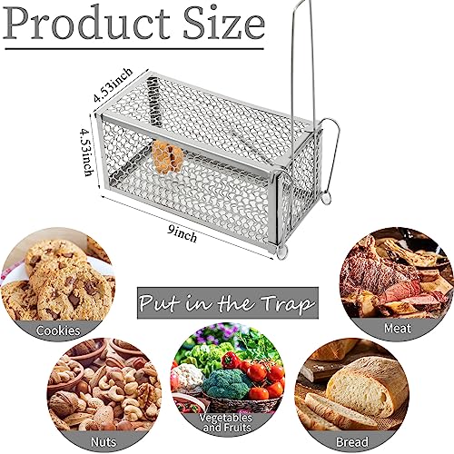 2 Pcs Rat Trap Live Animal Cage for Squirrel Chipmunk Mouse (Silver)