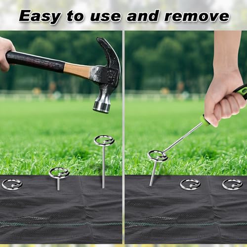 Heavy Duty Landscape Fabric Pins 8 Gauge 60 Pack with Pick Hook