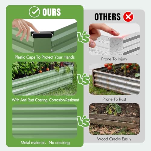 Galvanized Raised Bed (Green / 8x2x1ft(2 pack))