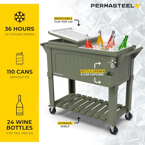 Party Cooler with Divider (80-Qt with Divider / Green)
