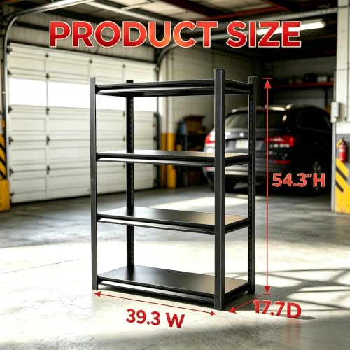 4 Tier Garage Shelving Adjustable Storage Shelves (4 Tier-39.3"W x 17.7"D x 54.3"H)