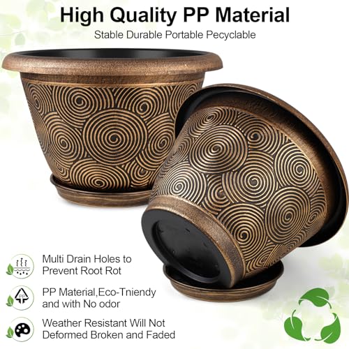 12 Inch Large Planter Pot for Plants Indoor Outdoor (4 Count)