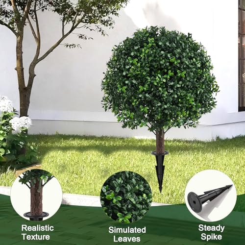 2 Pack UV Resistant Artificial Boxwood Plants Outdoor Topiary (Boxwood)