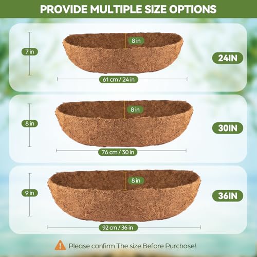 2Pcs Trough Coco Liner 24" Coco Coir Liners for Planters (24inch -2PCS)