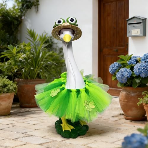 Porch Goose Statue (frog hat goose)