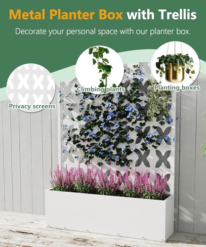 2PCS Metal Planter Box with Trellis (2 Count)