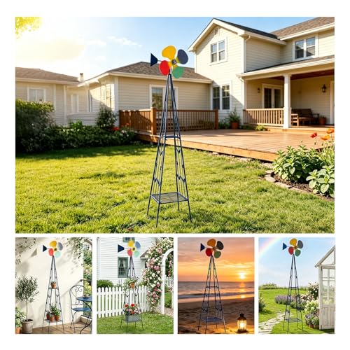 8FT Ornamental Windmill for Yard (6.2ft-blue)
