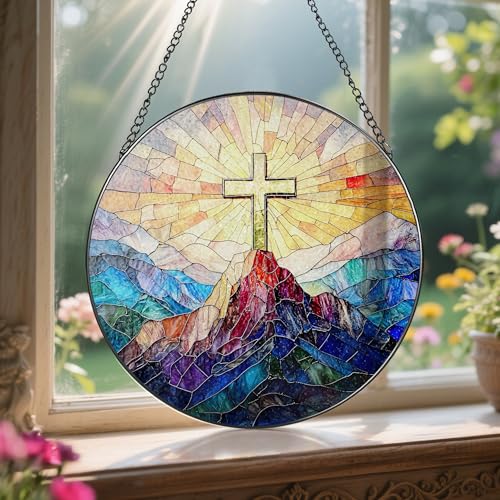 Stained Glass Suncatcher (Religious Cross)