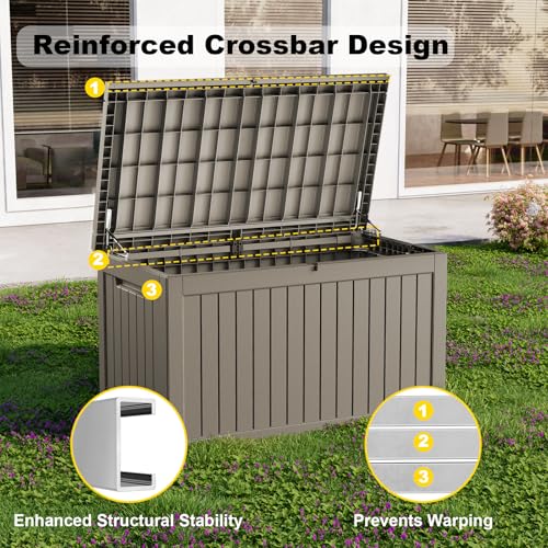 Deck Box 280 Gallon Large Outdoor Storage box (Grey / 280 Gallon)