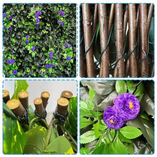 Artificial Expandable Ivy Privacy Fence Screen (BRANCH-PURPLE FLOWER)