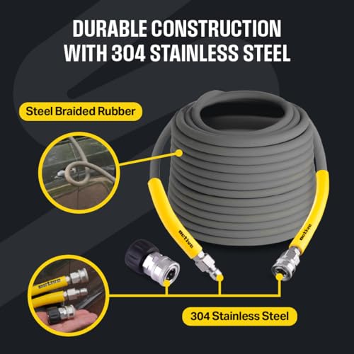 75’ Pressure Washer Hose Compatible with gas and electric pressure washers (75 Ft)