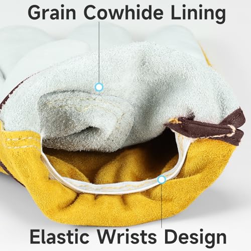 Leather Gardening & Work Gloves (Gold/Light Cyan(24 Pair) / Medium)