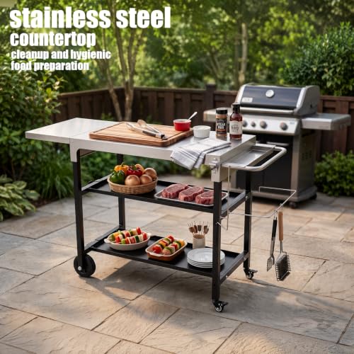 43" W x 17" D Grill Cart Table