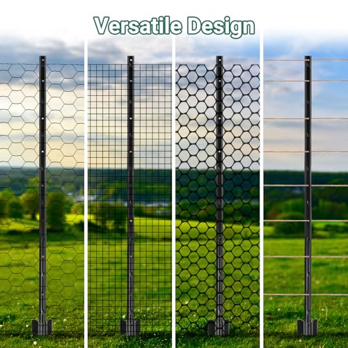 Fence Posts 4.8 FT Black (Black / 4.8FT-10Pack)