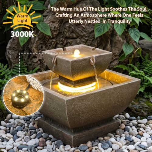 Small Modern Outdoor Water Fountain for Outdoor and Indoor Decor Brown (15.55H-BROWN / 15.55h-brown)