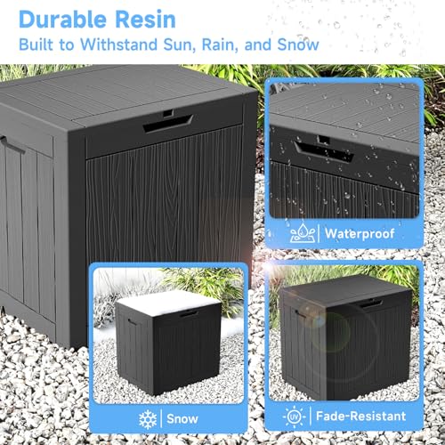 36 Gal Waterproof Outdoor Storage Box UV Resistant Deck Box (Black / 36 Gallon)