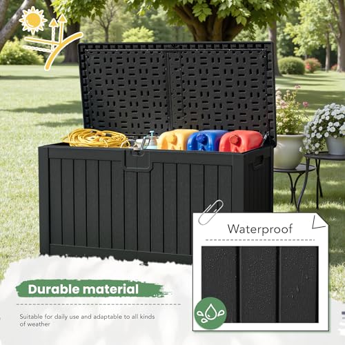 230 Gallon HDPE Outdoor Storage Box with Removable Dividers (230 Gallon / Black)