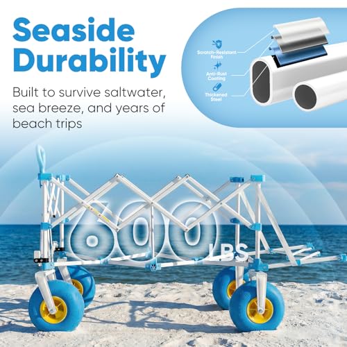 Heavy Duty Beach Wagon with 9" Big Sand (Turquoise)