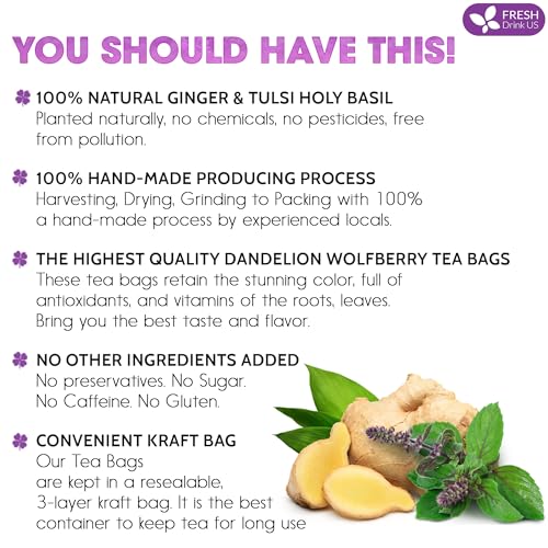 Premium 55 Ginger Tulsi Tea Bags (55 Tea Bags)