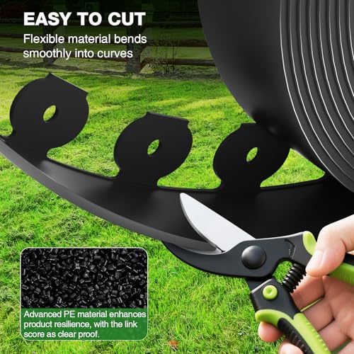 200ft 1.5in Tall Landscape Edging Kit with 300 Metal Spikes (Black / 1.5in*200ft)